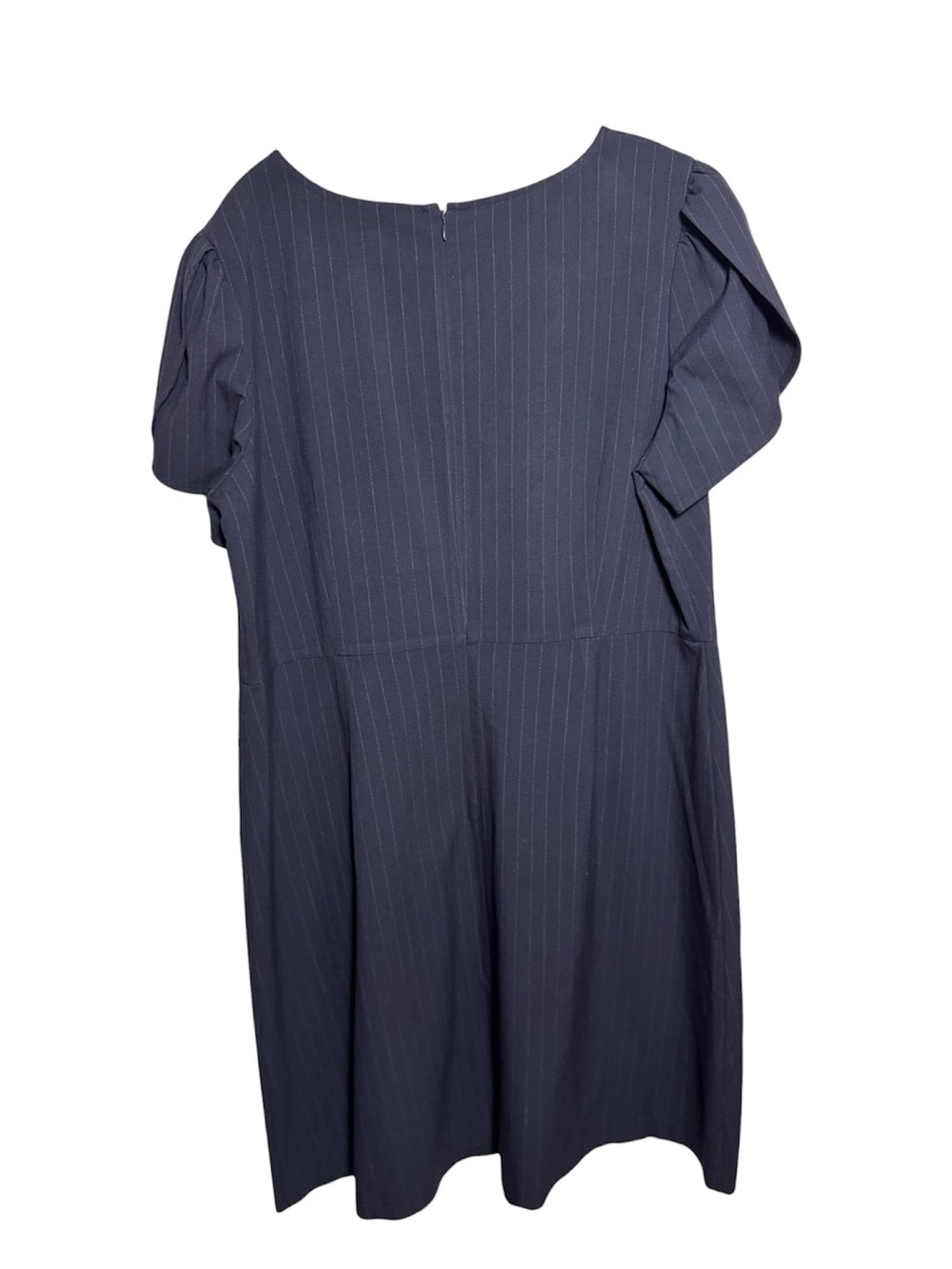 Loft plus Navy Pinstripe Short Sleeve Shift Dress size 16 - Picture 2 of 7